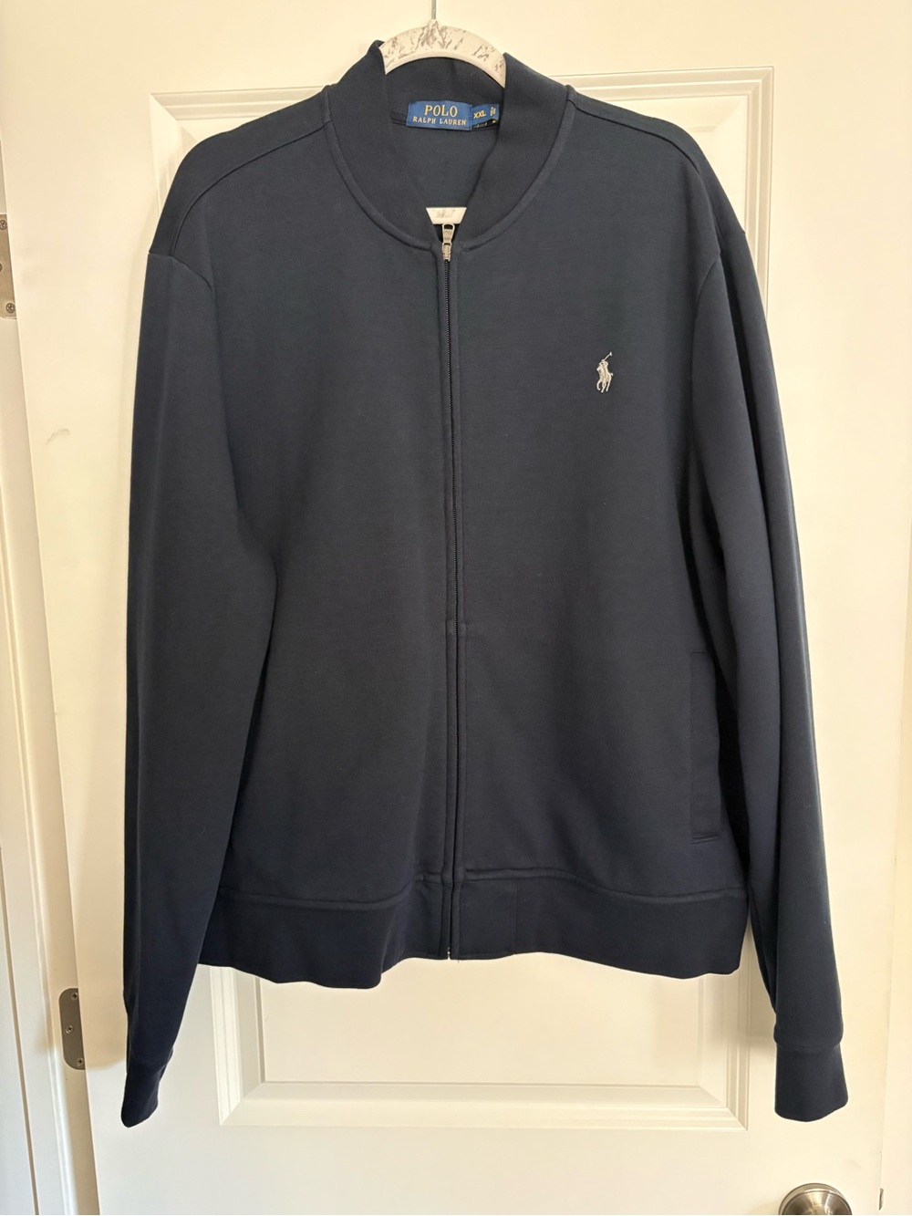Polo by Ralph Lauren Navy Zip-Front Double Knit Bomber Jacket-XXL